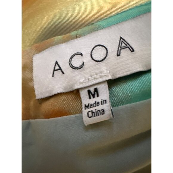 Coastal Resortwear Satin Midi Dress Medium Tie Dye Cut-Out Strappy Back ACOA - Picture 9 of 12